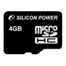 Карта памяти micro-SD 4GB SILICON POWER MICRO-SD 4GB CLASS 10 +ADAPTER SD  Class 10 c адаптером SD