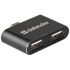 Универсальный USB разветвитель DEFENDER Quadro Dual USB3.1 TYPE C - USB2.0, 2порта, высокая скорость передачи данных – до 480 Мбит/с, металлический корпус,  PLUG-&-PLAY. 83207 НОВИНКА!!!