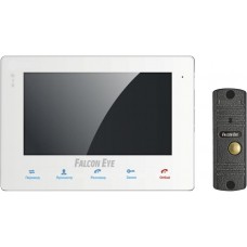 Видеодомофон FALCON EYE FE-KIT Квартира комплект монитор 7 дюймов + панель Комплект видеодомофона: Монитор цветного видеодомофона с экраном 7", Hands free, сенсорные кнопки, запись видео, накладное крепление, встроенный источник питания, подключение 