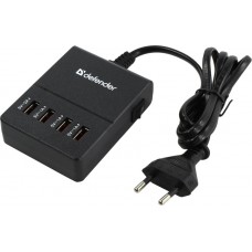 Cетевое зарядное устройство DEFENDER UPA-40 4 USB,5V/5A,блистер 83537, незаменим для зарядки различных типов устройств, компактный сетевой адаптер питания через USB, подходит для розетки европейского стандарта